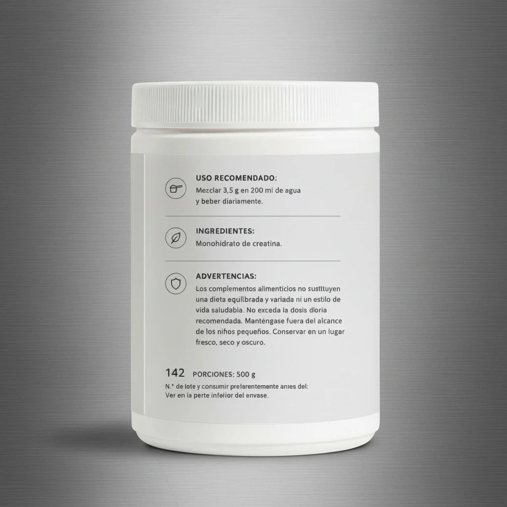 Creatina Monohidratada - 500 g Pura y Micronizada