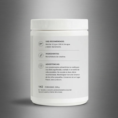 Creatina Monohidratada - 500 g Pura y Micronizada
